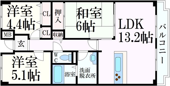 甲南山手駅 徒歩7分 5階の物件間取画像